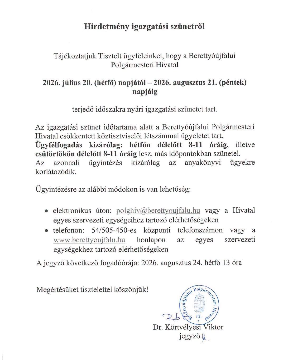 igazgatasiszunet
